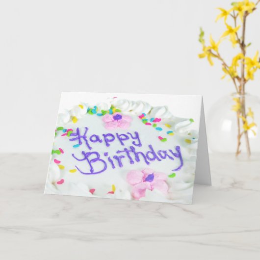 Happy Birthday cake Kaart (Gele Bloem)