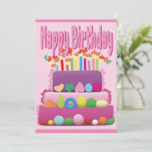 Happy Birthday Cake Kaart (Staand voorkant)
