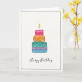 Happy Birthday Cake Kaart - geweldig voor iedereen (Gele Bloem)