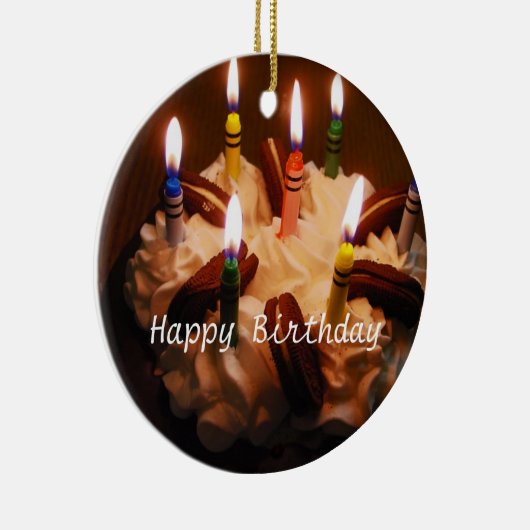 Happy Birthday Cake Keramisch Ornament (Rechts)