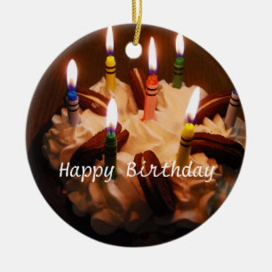 Happy Birthday Cake Keramisch Ornament