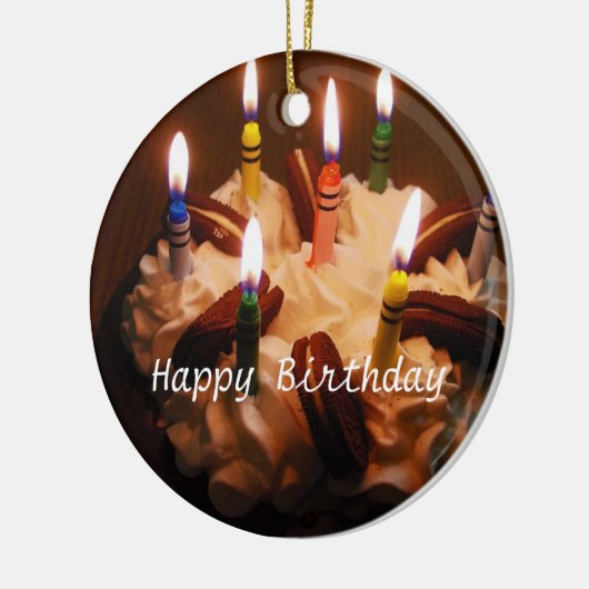 Happy Birthday Cake Keramisch Ornament (Links)