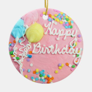 Happy Birthday Cake Keramisch Ornament