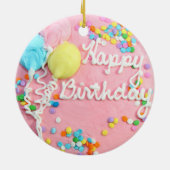 Happy Birthday Cake Keramisch Ornament (Achterkant)