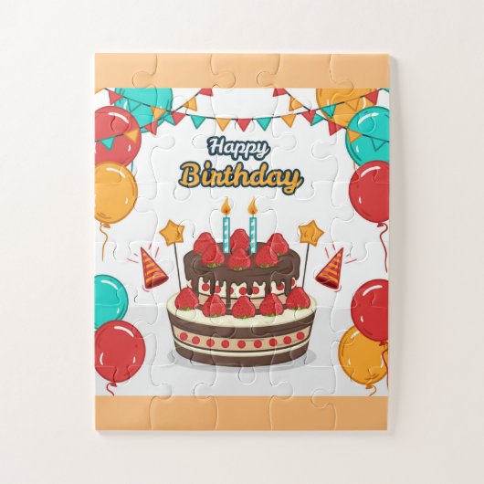 Happy Birthday Cake Legpuzzel (Verticaal)