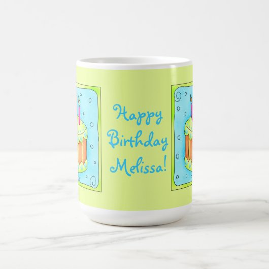 Happy Birthday Cake Lime Green Mok (Center)