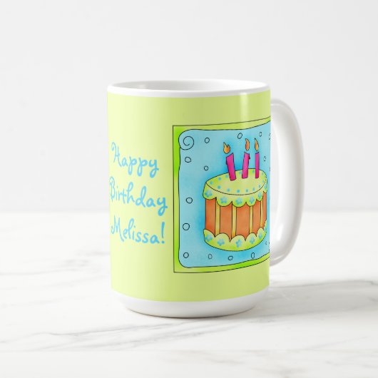 Happy Birthday Cake Lime Green Mok (Voorkant rechts)