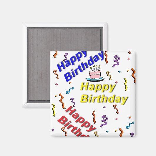 Happy Birthday Cake Magnet (Voorkant / Achterkant)