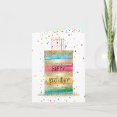 Happy Birthday Cake met Confetti en kaarsen Kaart (Voorkant)