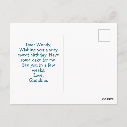 Happy Birthday Cake met feestelijke aardbeien Briefkaart (Achterkant)