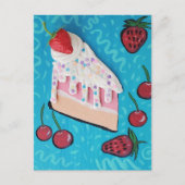 Happy Birthday Cake met feestelijke aardbeien Briefkaart (Voorkant)