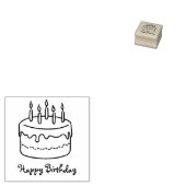Happy Birthday Cake met kaarsen Cartoon Tekening Rubberstempel (Gestempeld)