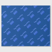 Happy Birthday Cake Neon Blue Sign Text en Cake Cadeaupapier (Vlak)