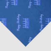 Happy Birthday Cake Neon Blue Sign Text en Cake Tissuepapier (Detail)