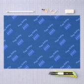 Happy Birthday Cake Neon Blue Sign Text en Cake Tissuepapier (Craft)