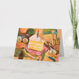 Happy Birthday Cake Painted Recept Kaart (Horiz)
