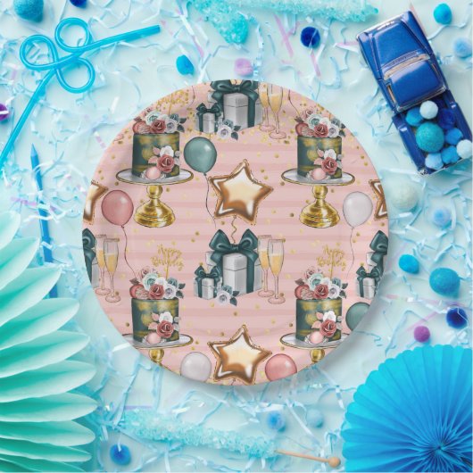 Happy Birthday Cake Papieren Bordje (Feest)