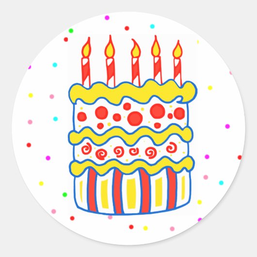 Happy Birthday Cake Party Favor Stickers (Voorkant)