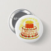 Happy Birthday Cake Pin Ronde Button 5,7 Cm (Voorkant /achterkant)