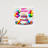 Happy Birthday Cake Poster (Keuken)