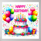 Happy Birthday Cake Poster (Voorkant)