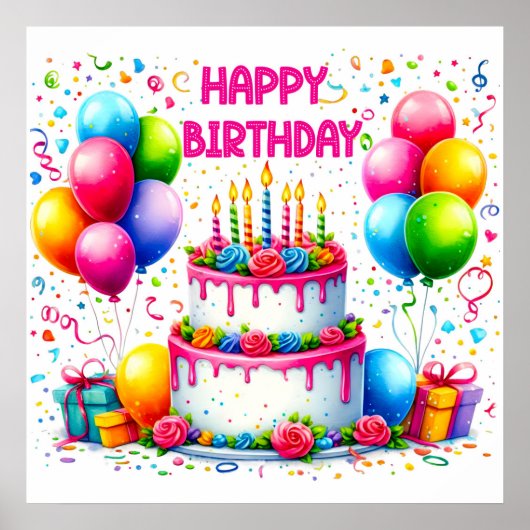 Happy Birthday Cake Poster (Voorkant)