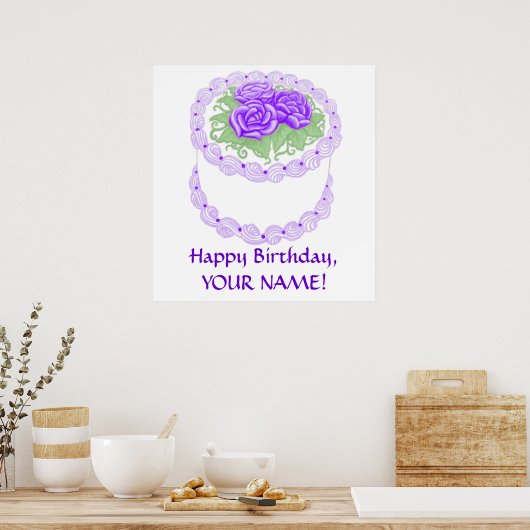  Happy Birthday Cake Print (Keuken)