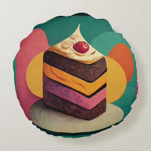 Happy Birthday Cake Rond Kussen (Achterkant)