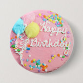 Happy Birthday Cake Ronde Button 7,6 Cm (Voorkant)