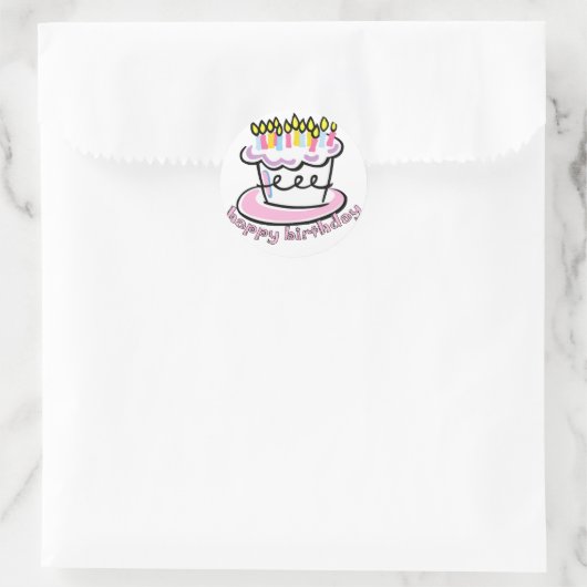 Happy Birthday cake Ronde Sticker (Tas)