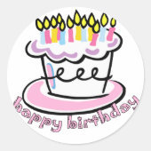 Happy Birthday cake Ronde Sticker (Voorkant)