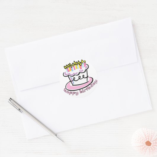Happy Birthday cake Ronde Sticker (Envelop)