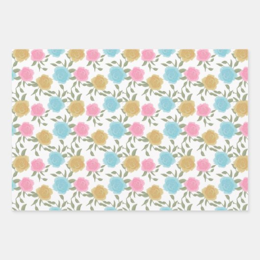 Happy Birthday Cake Roos Flower and Spotty Pattern Inpakpapier Vel (Voorkant 2)