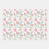 Happy Birthday Cake Roos Flower and Spotty Pattern Inpakpapier Vel (Voorkant)