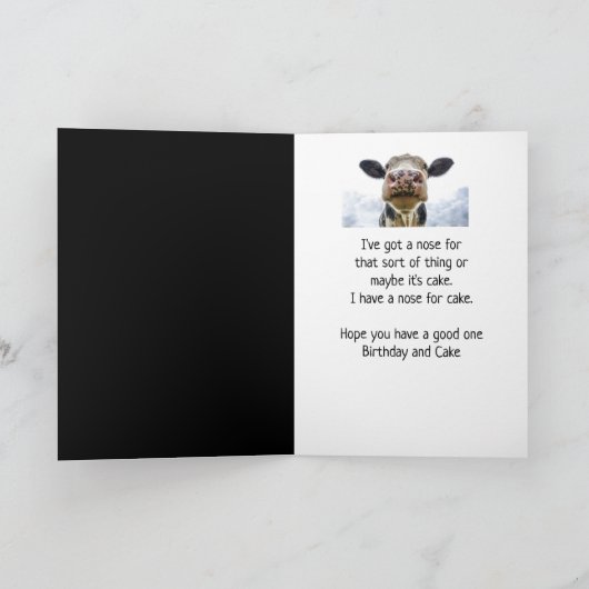 Happy Birthday Cake Sniffing Koe Fun Humor Kaart (Binnen)