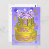 "Happy Birthday" cake (Spaans) Briefkaart (Voorkant / Achterkant)