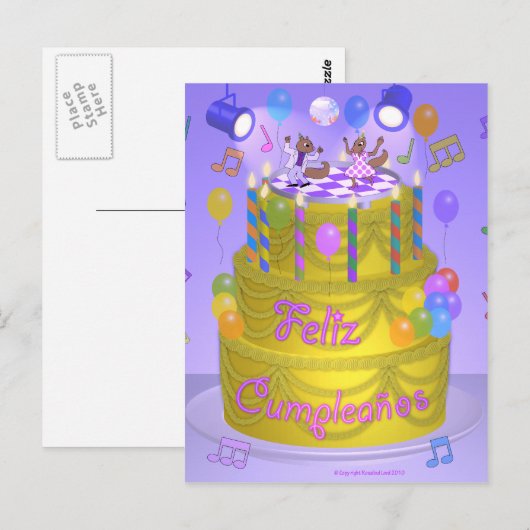 "Happy Birthday" cake (Spaans) Briefkaart (Voorkant / Achterkant)