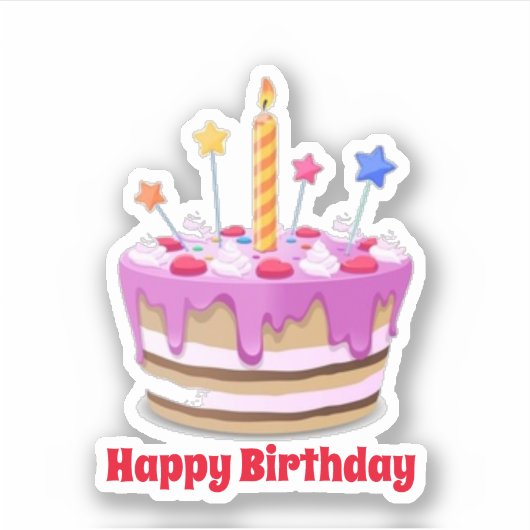 Happy Birthday cake Sticker (Voorkant)