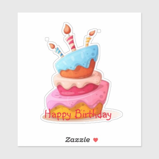 Happy Birthday cake Sticker (Vel)
