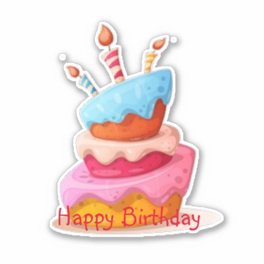Happy Birthday cake Sticker (Voorkant)
