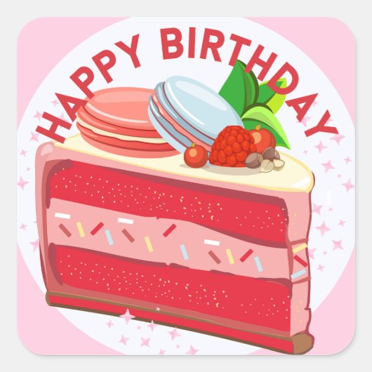 Happy Birthday Cake Sticker (Voorkant)