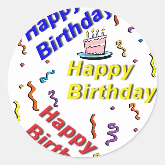 Happy Birthday Cake Sticker (Voorkant)