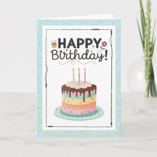 Happy Birthday Cake Sweet Treat Kaart (Voorkant)