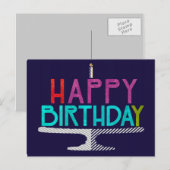 Happy Birthday Cake Typography Briefkaart (Voorkant / Achterkant)
