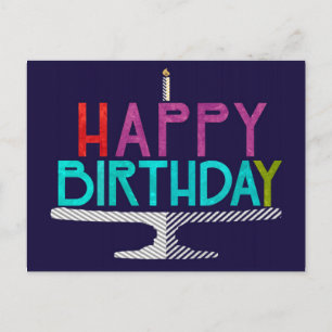 Happy Birthday Cake Typography Briefkaart