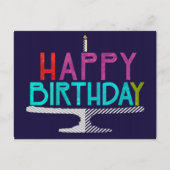 Happy Birthday Cake Typography Briefkaart (Voorkant)