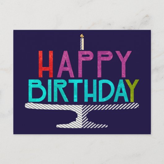 Happy Birthday Cake Typography Briefkaart (Voorkant)
