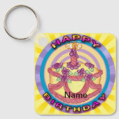 Happy Birthday Cake Verjaardag sleutelhangers (Voorkant)