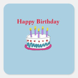 HAPPY BIRTHDAY CAKE VIERKANTE STICKER