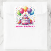 Happy Birthday Cake Vierkante Sticker (Tas)